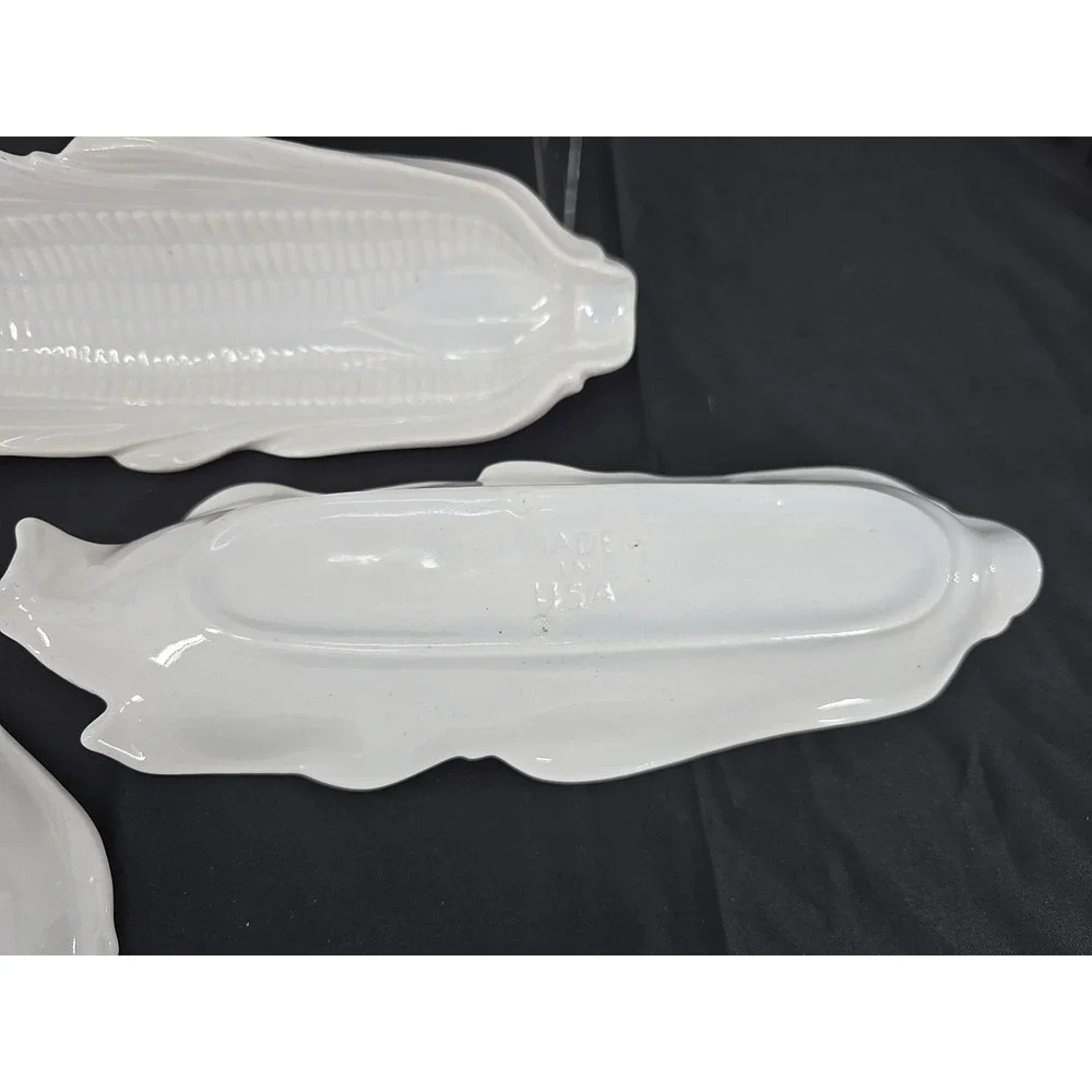 VINTAGE Corn on the Cob Porcelain Serving Bowl set‎ of 4 MADE IN USA!
